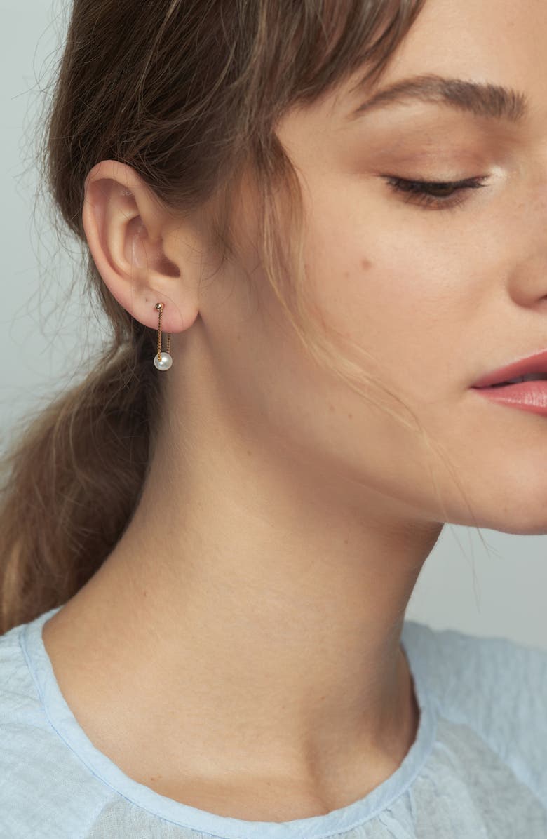 Poppy Finch Cultured Pearl Box Chain Wrap Earrings, Alternate, color,