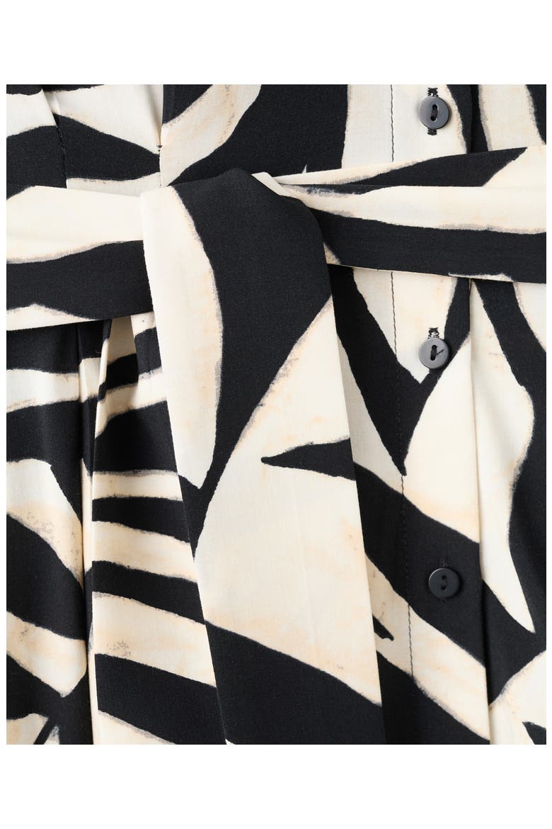 Leaf Print Midi Shirtdress, Alternate, color, BLACK