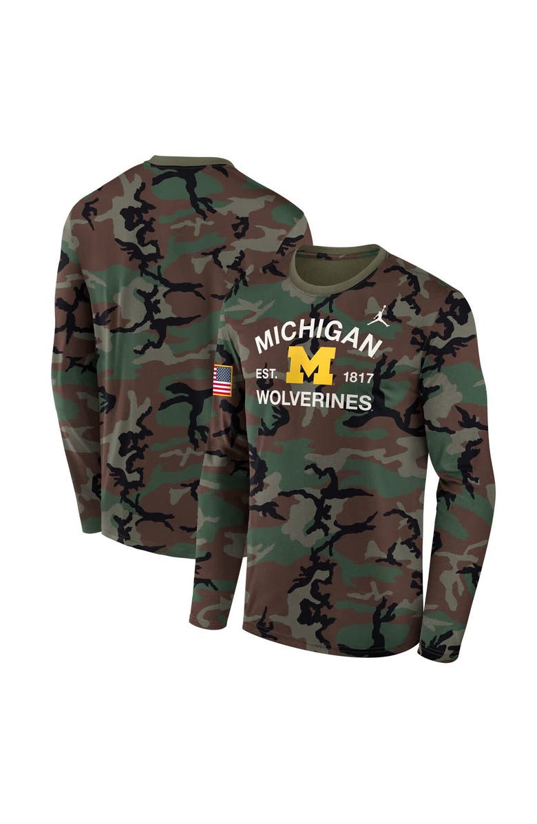 Jordan Brand Men's Jordan Brand Camo Michigan Wolverines 2025 Military Appreciation Legend Dri-FIT Long Sleeve T-Shirt, Main, color, Camo