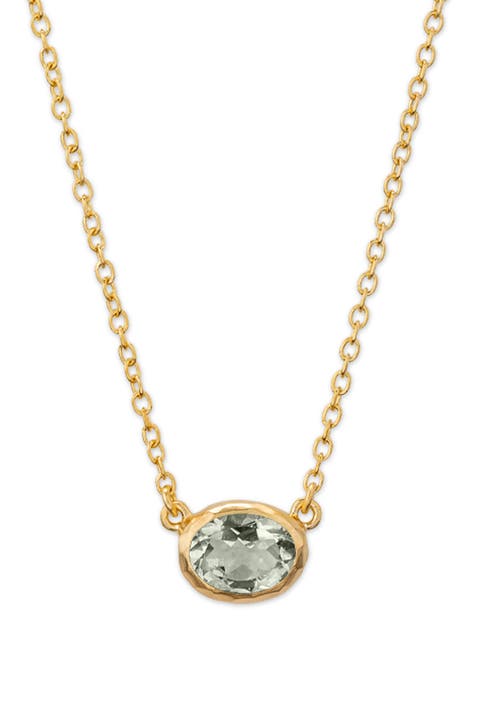 Ellipse Necklace Light Green Prasiolite. Handmade in Italy