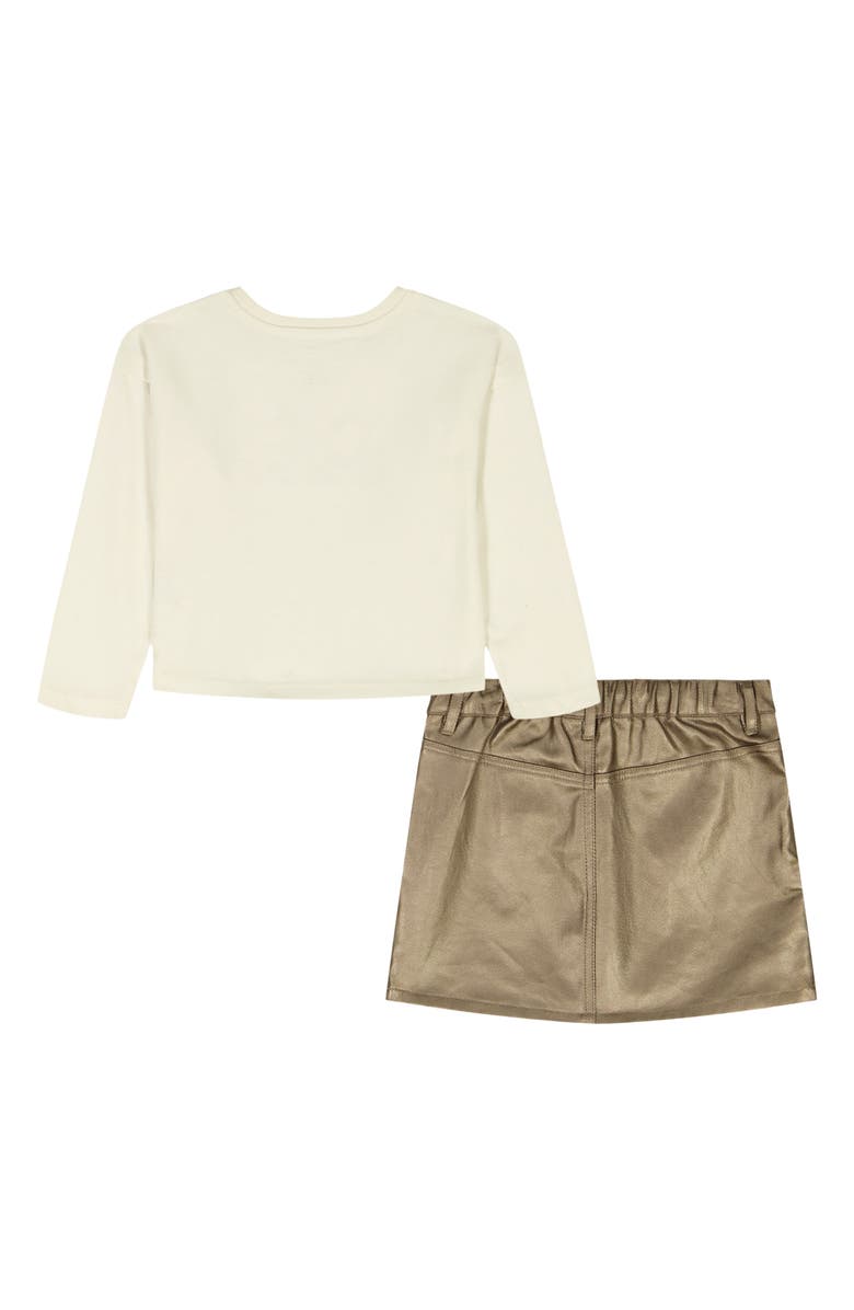 Calvin Klein Long Sleeve T-Shirt & Skirt Set, Alternate, color, Ivory Multi