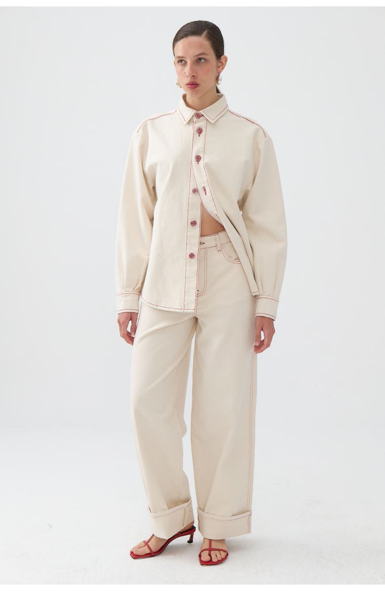 Nocturne Jeans with Contrast Color Embroidery, Main, color,