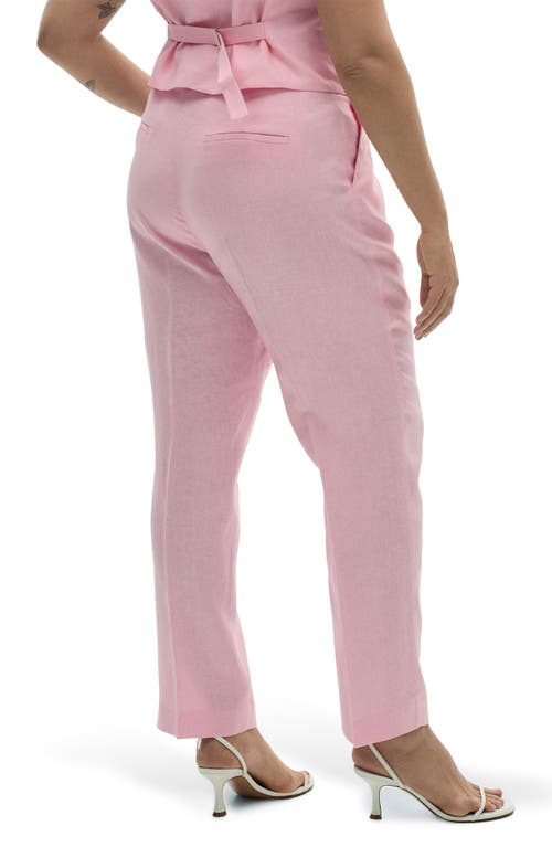 Mango Boreli Linen Pants In Light/pastel Pink