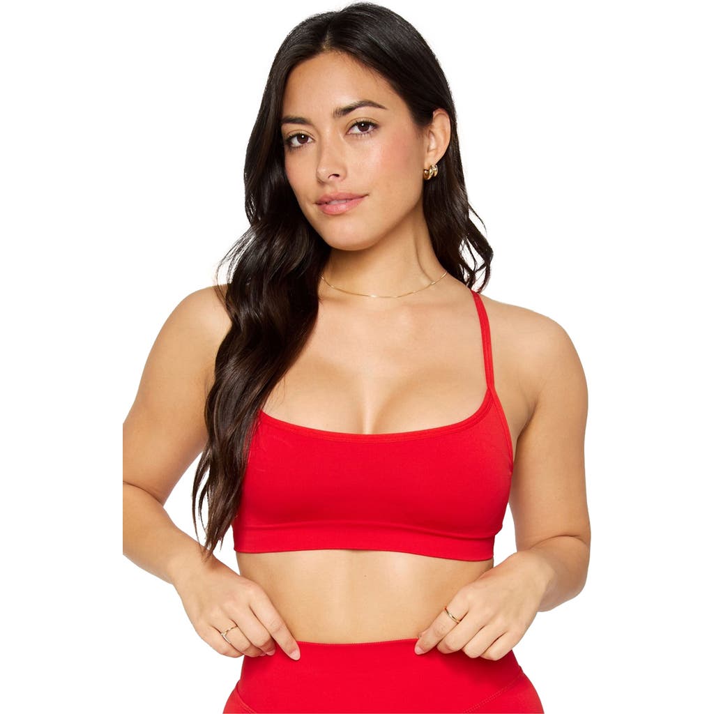 Fabletics Sleek Seamless Strappy Low Impact Bra In Red