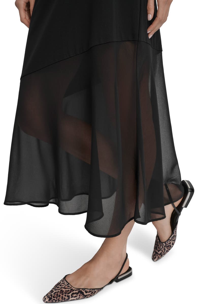 DKNY Mixed Media Maxi Dress, Alternate, color, Black