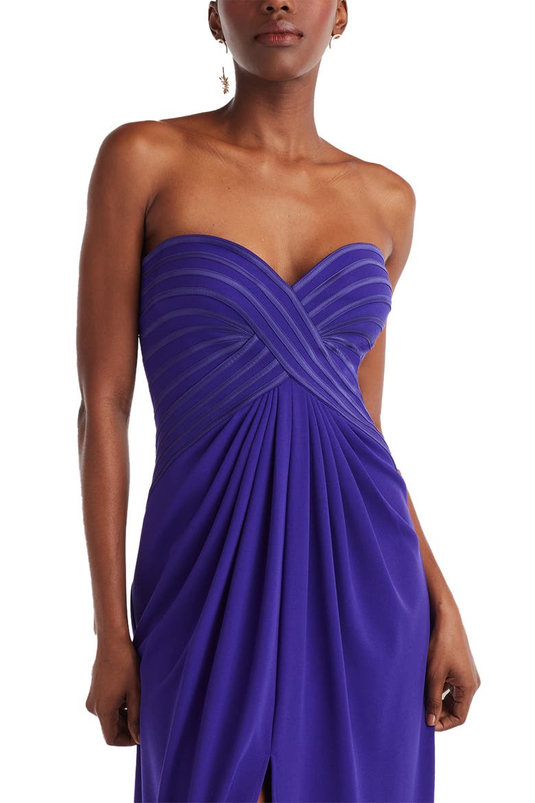 Strapless Crisscross Bodice Gown, Alternate, color, PURPLE IRIS