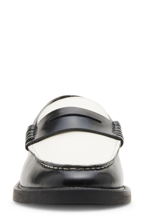 Steve Madden Madison Penny Loafer In Black/white Leather