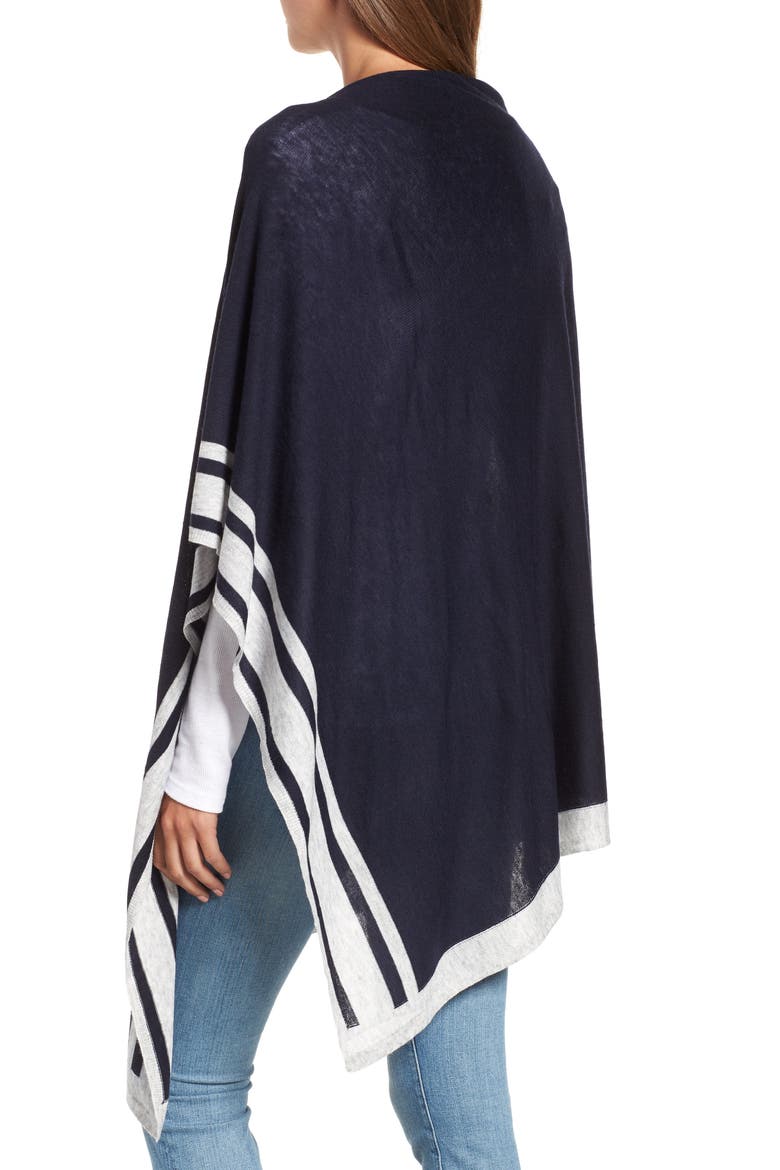 Border Stripe Ruana, Alternate, color, ECHO NAVY