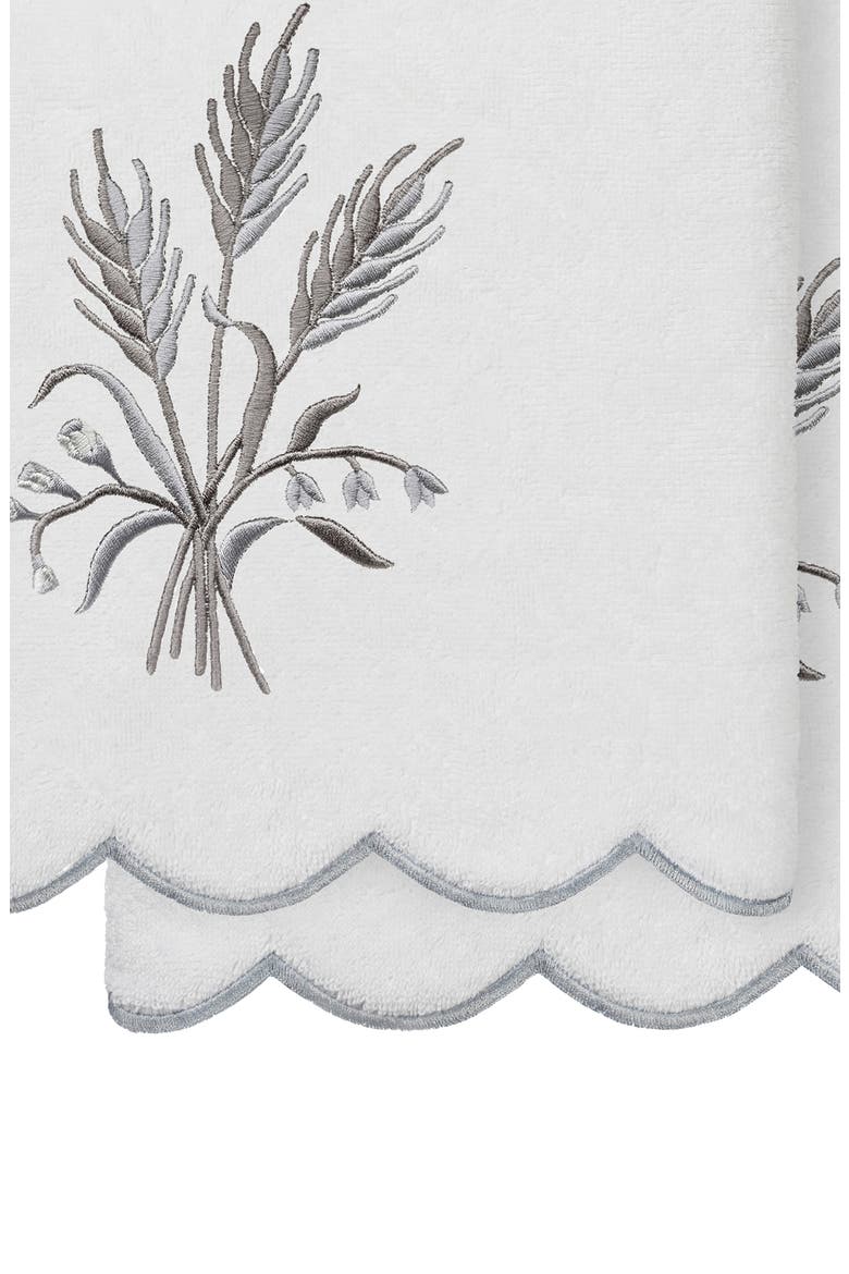 2-Piece Witney Embroidered Turkish Cotton Bath Towel Set, Alternate, color, WHITE/ GRAY