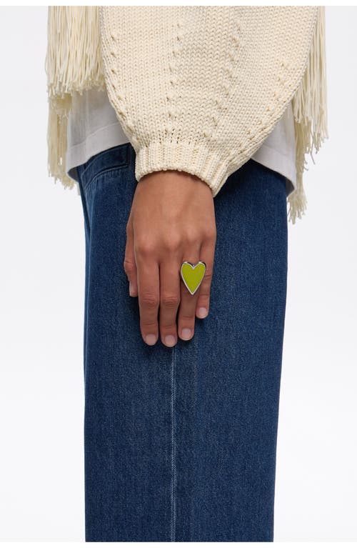Bimba Y Lola Glitter Heart Ring In Green