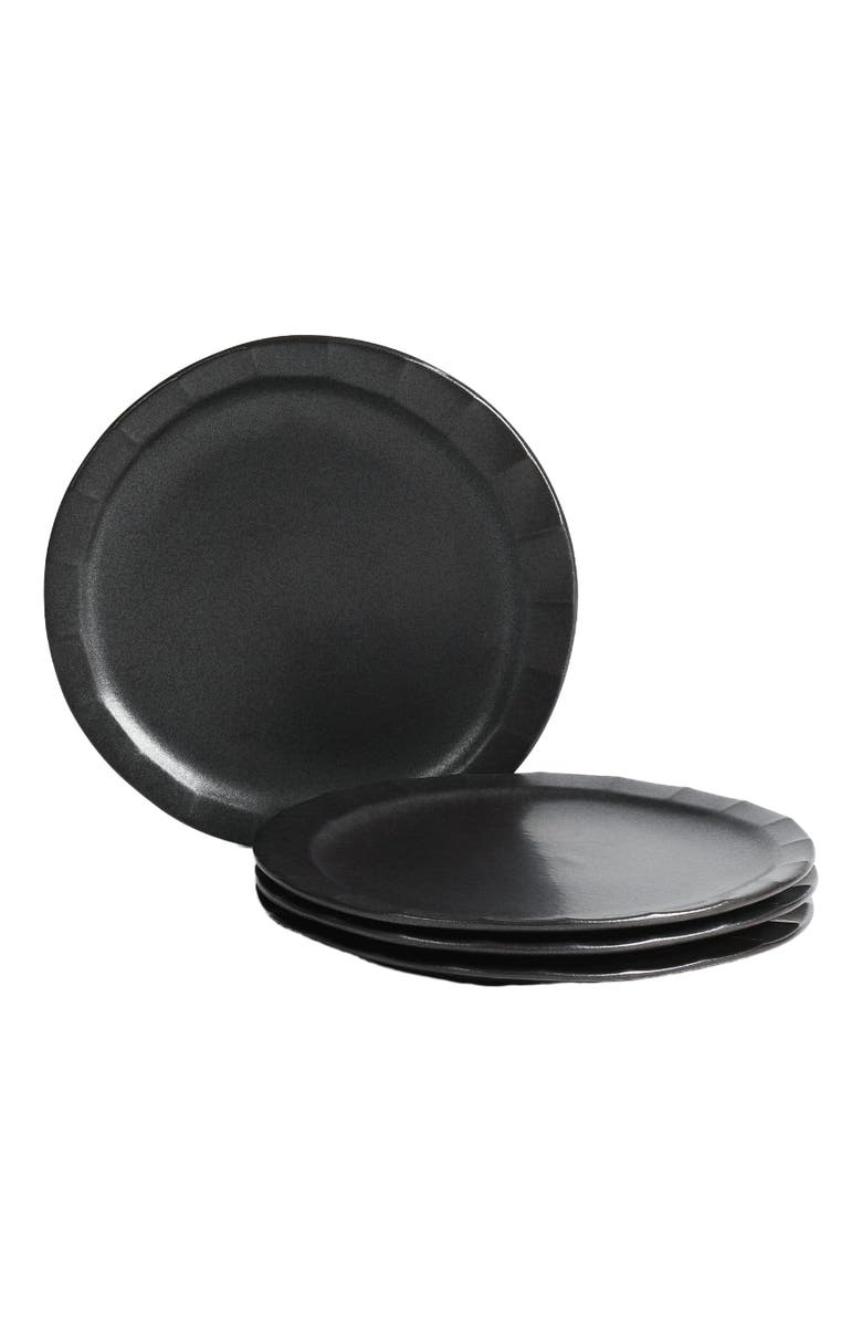 Stone Lain Oasis Stoneware 4-Piece Dinner Plate Set, Alternate, color, Black
