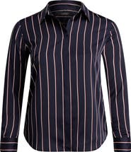 Lauren Ralph Lauren Classic Stripe Charmeuse Button-Up Shirt