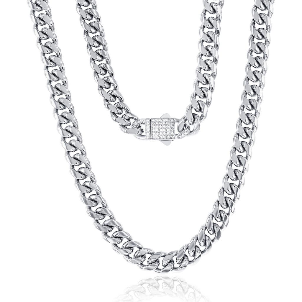 Blackjack Cubic Zirconia Lock Cuban Chain Necklace