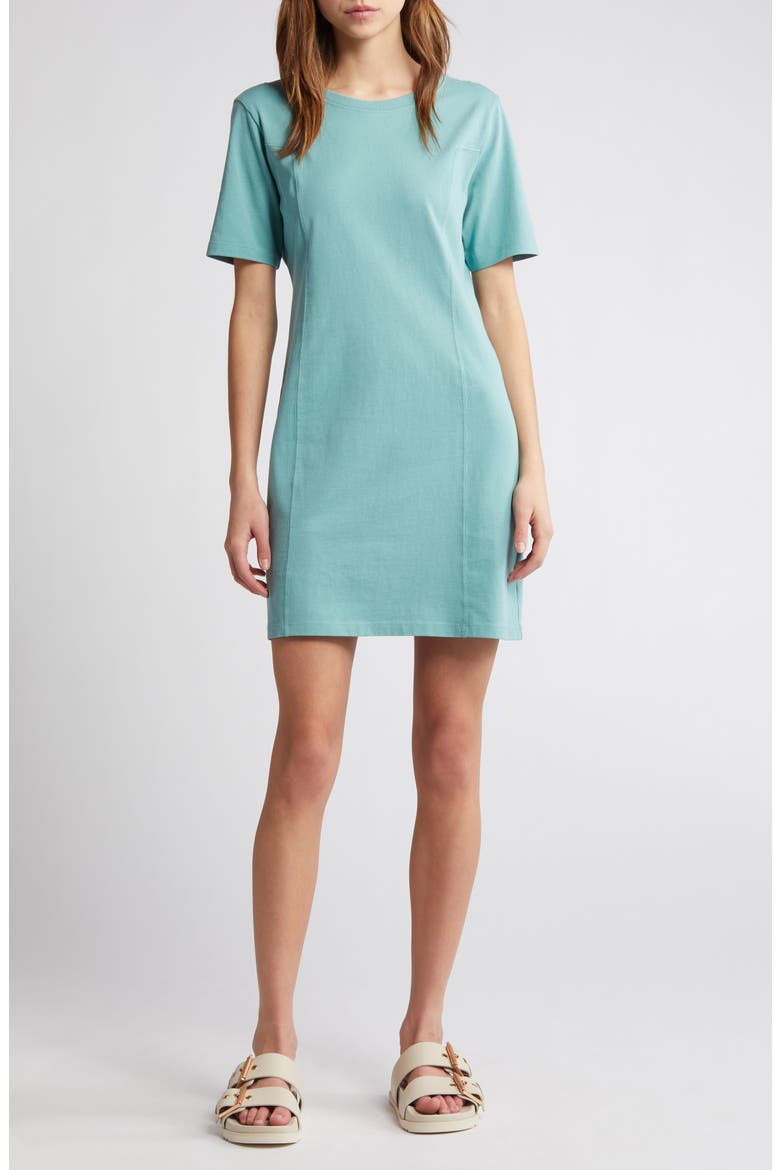Seamed Organic Cotton T-Shirt Dress, Main, color, SEAGLASS