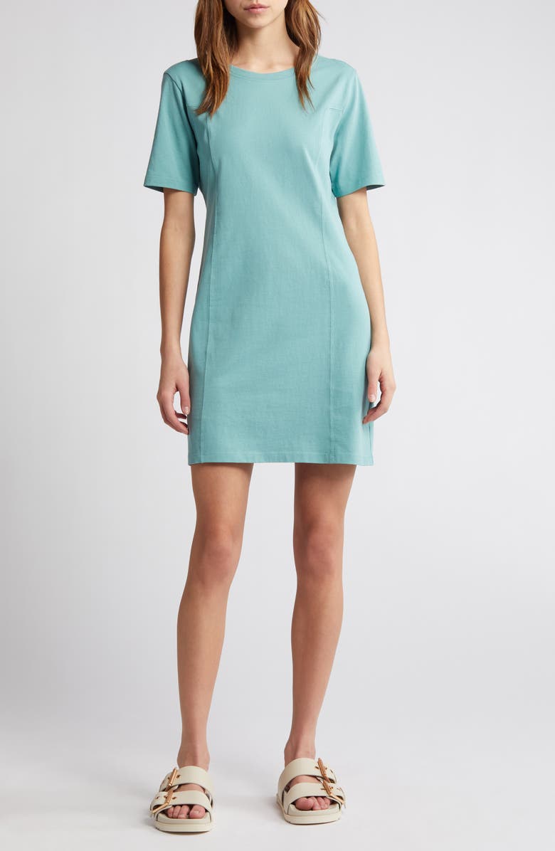 Treasure & Bond Seamed Organic Cotton T-Shirt Dress, Main, color, Seaglass