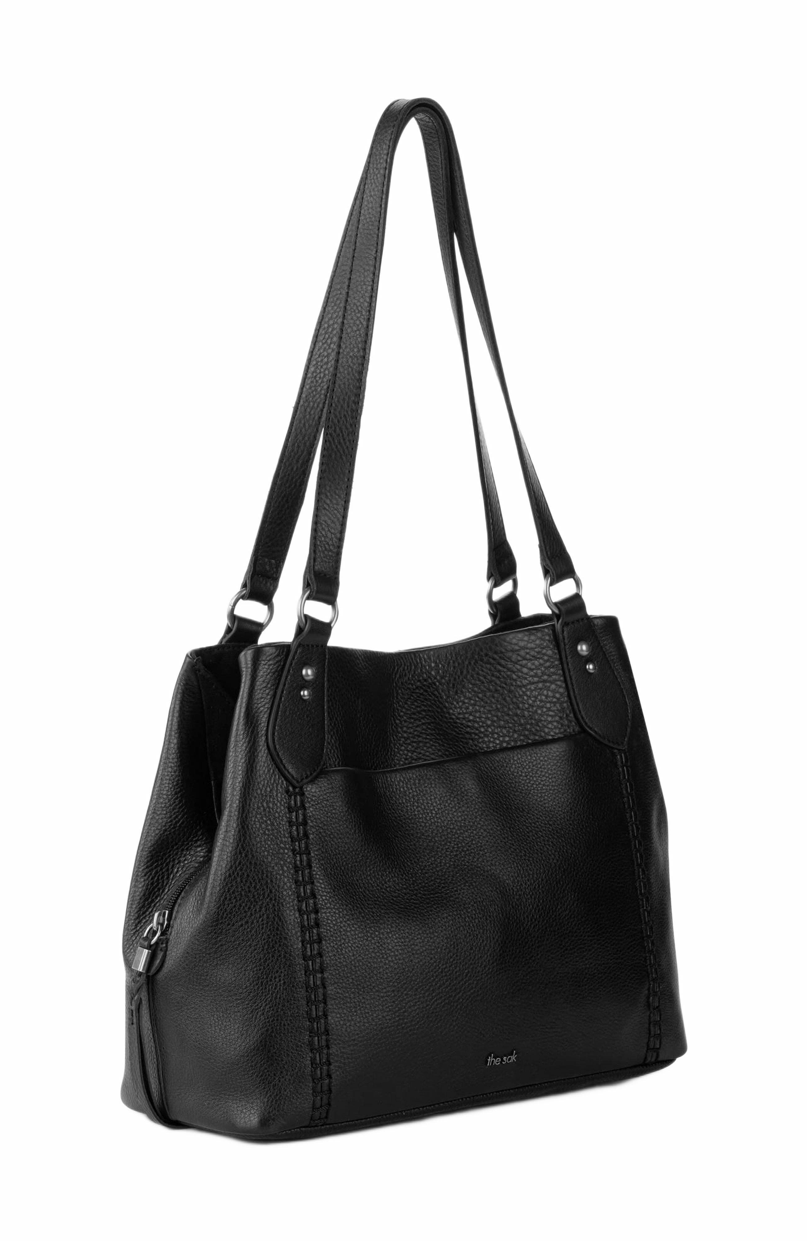 The Sak Melrose Leather Satchel, Alternate, color, Black