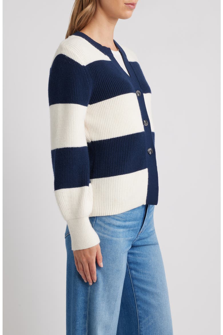 Lottie Rugby Stripe Cardigan, Alternate, color, DARK BLUE MULTI
