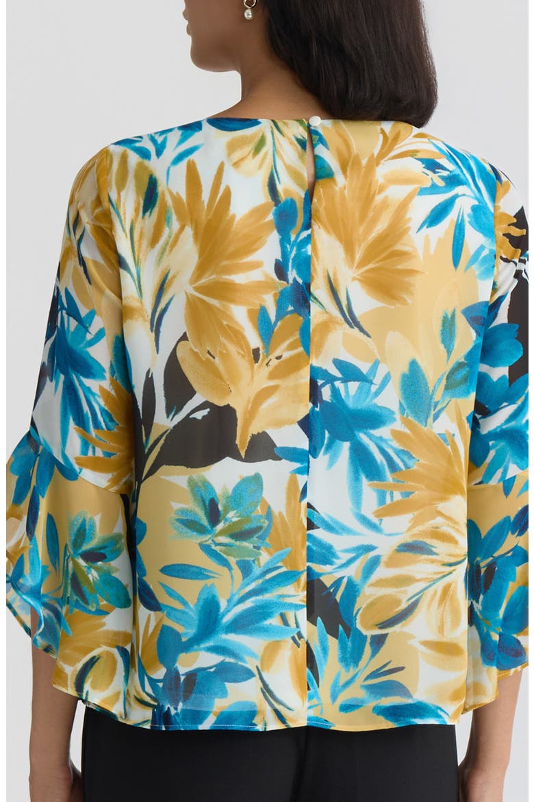 Floral Print Ruffle Sleeve Top, Alternate, color, BUTTERSCOTCH MULTI
