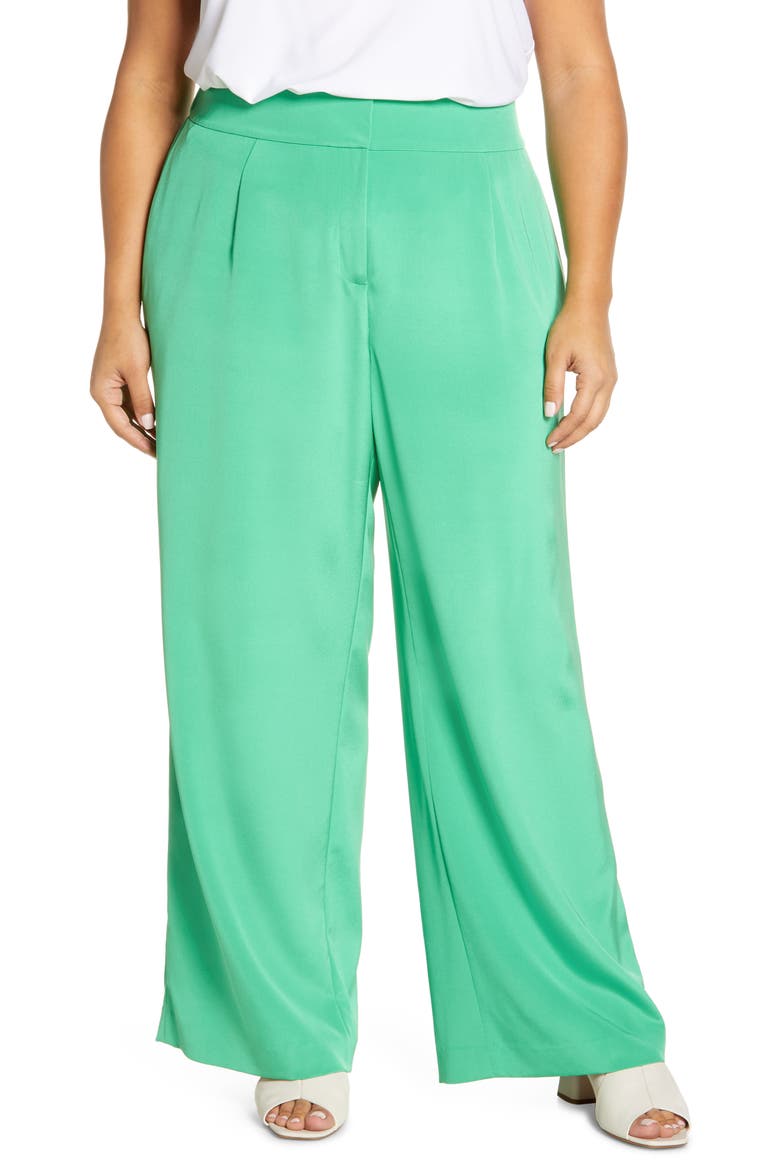 Dalton Stretch Silk Wide Leg Pants, Main, color, GARDEN GREEN