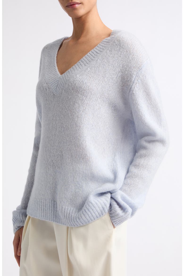 Leona V-Neck Cashmere & Silk Sweater, Alternate, color, SEA BREEZE