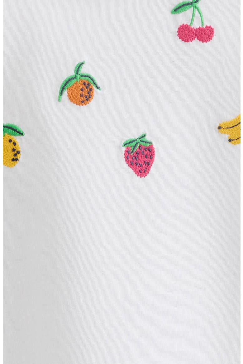 Kids' Fruit Embroidered Cotton T-Shirt, Alternate, color, WHITE SUMMER FRUIT EMBROIDERY