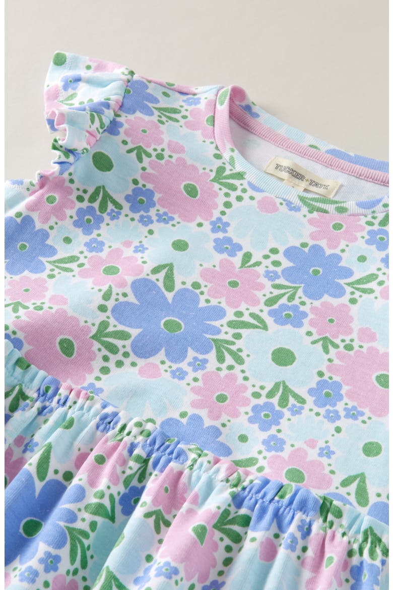 Kids' Print Cotton Dress, Alternate, color, WHITE- BLUE MEADOW FLORAL