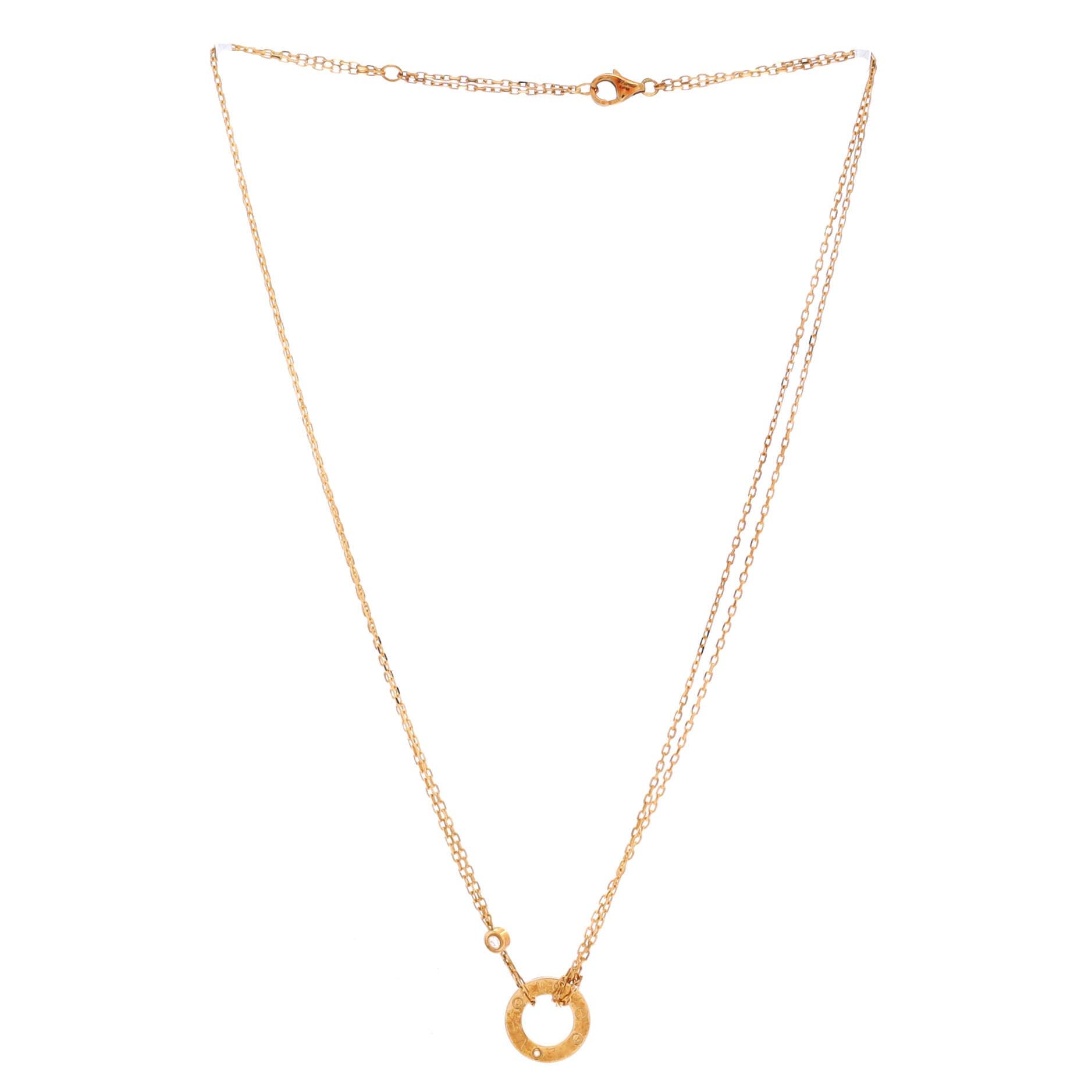 2 Diamonds Love Pendant Necklace 18K Yellow Gold and Diamonds, Alternate, color, Metallic Gold
