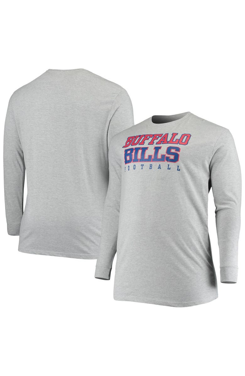 FANATICS Men's Fanatics Branded Heathered Gray Buffalo Bills Big & Tall Practice Long Sleeve T-Shirt, Main, color, 