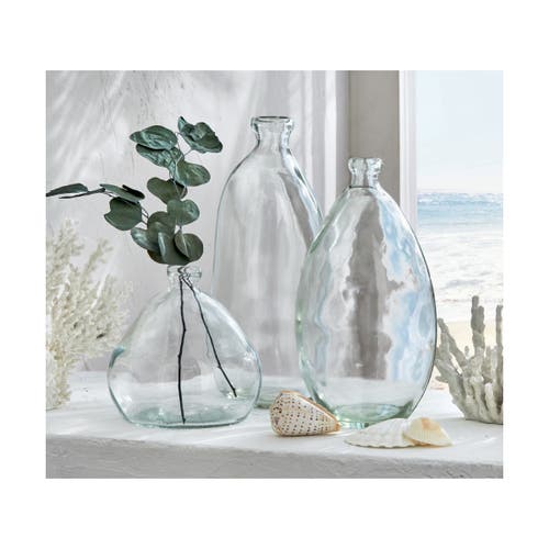Tag Pismo Recycled Glass Wide Vase Decorative Clear Glass In Transparent