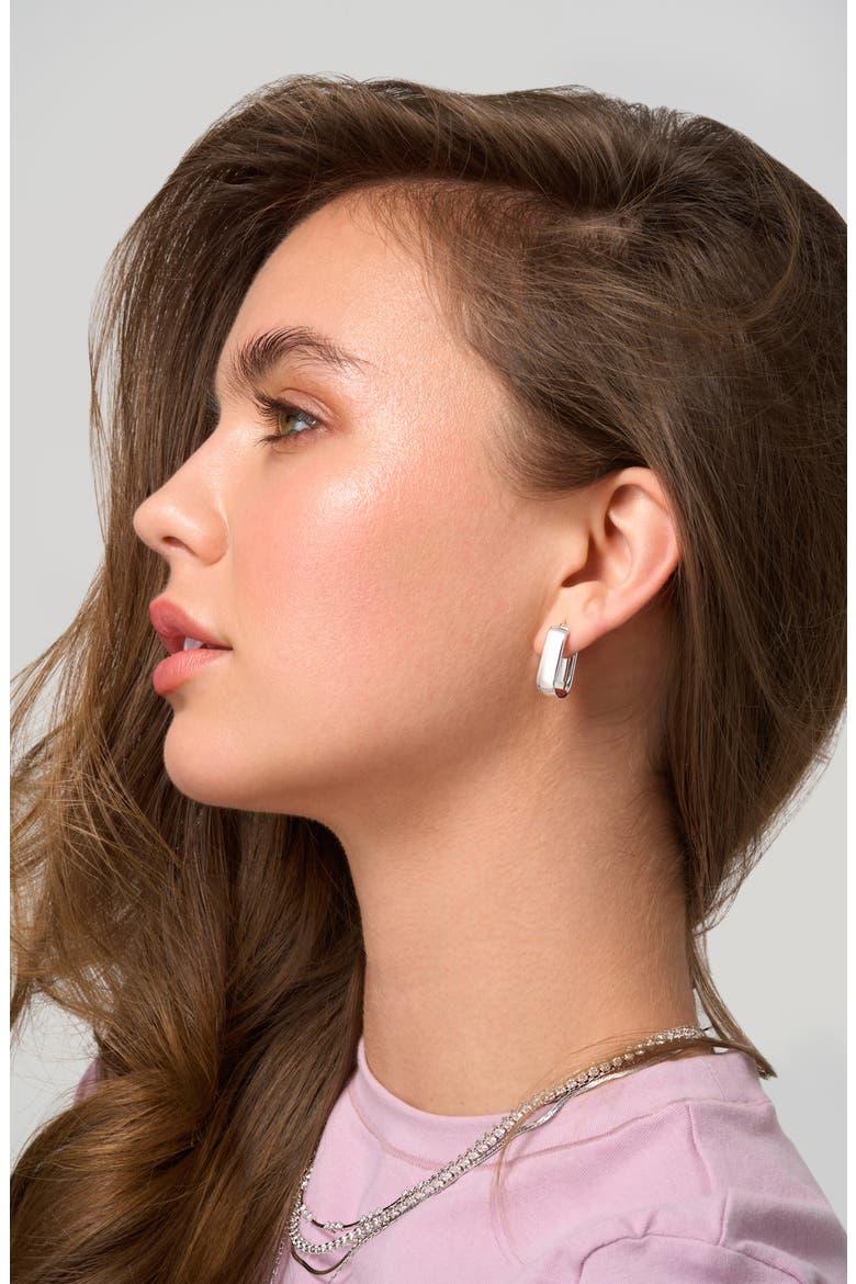 14K Gold Wide Rectangle Hoop Earrings (Nordstrom Exclusive), Alternate, color, 14K WHITE GOLD