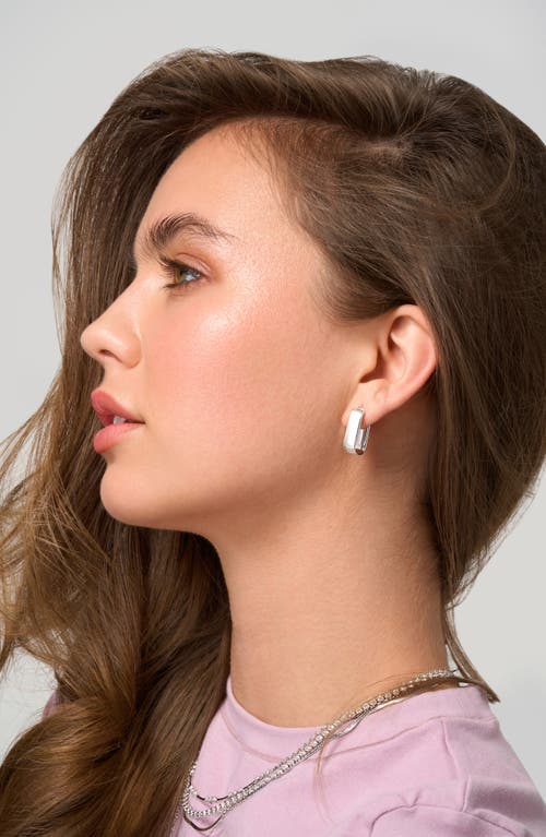 Bony Levy 14k Gold Wide Rectangle Hoop Earrings In 14k White Gold
