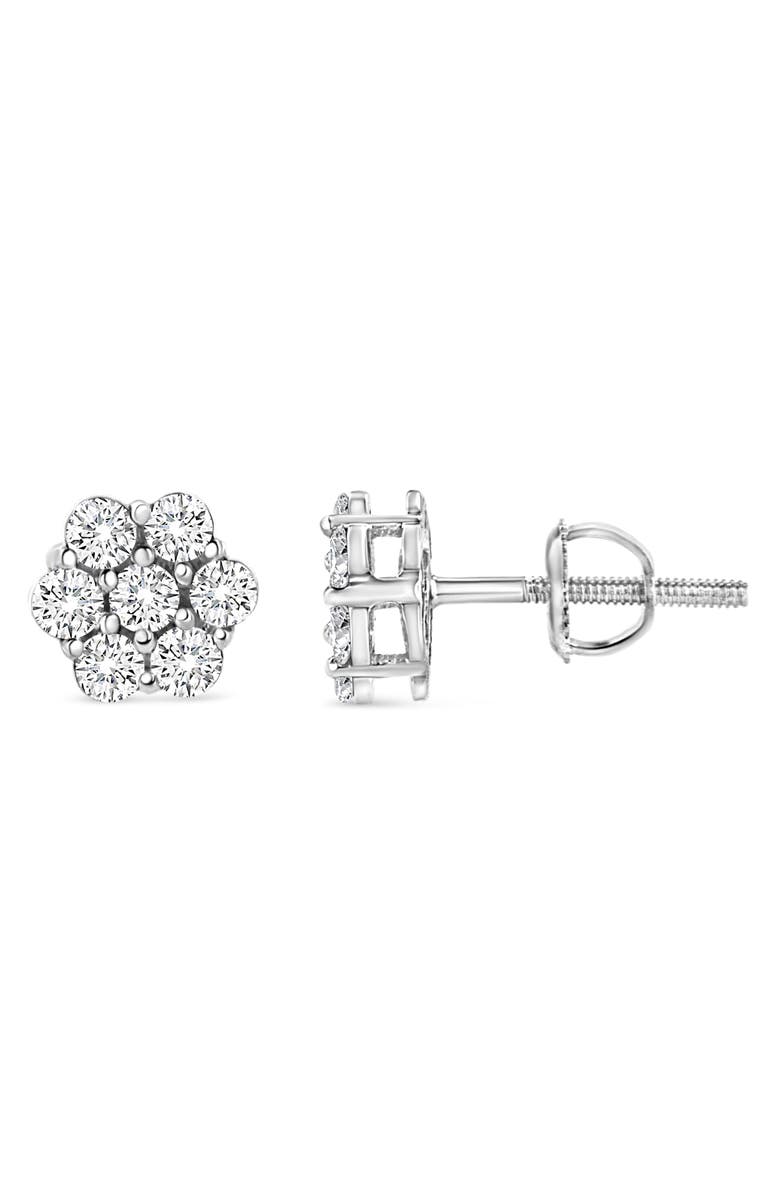 Haus of Brilliance 14K White Gold 1/2 Ct RoundDiamond Floral Stud Earrings, Alternate, color, White