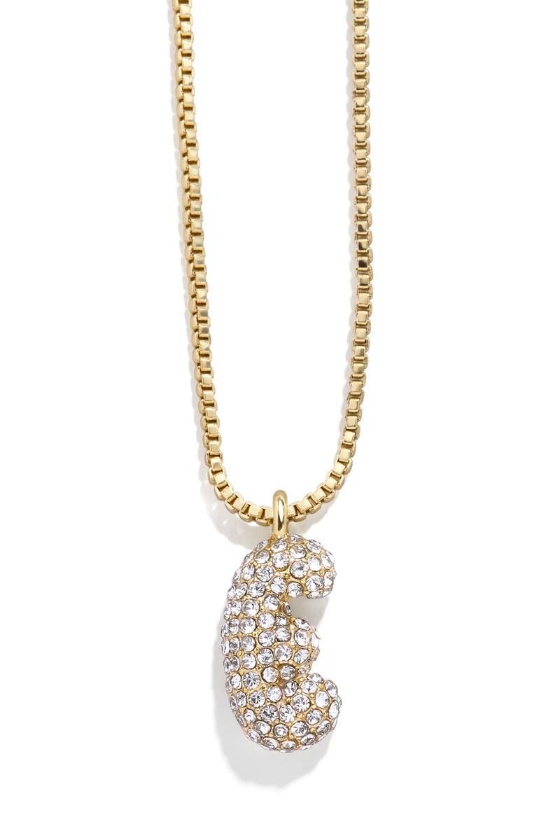 Mini Pavé Bubble Initial Necklace, Main, color, GOLD E