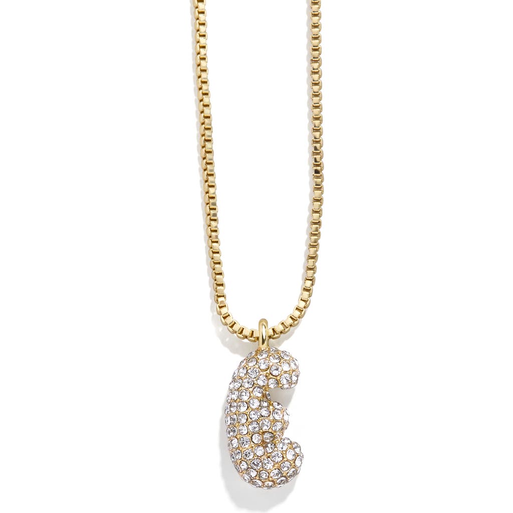 BaubleBar Mini Pavé Bubble Initial Necklace in Gold E