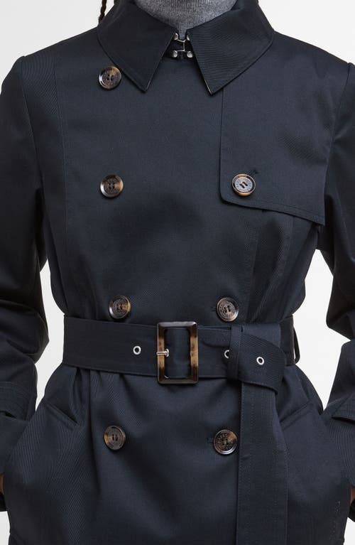Barbour Greta Belted Water Resistant Twill Trench Coat In Blue