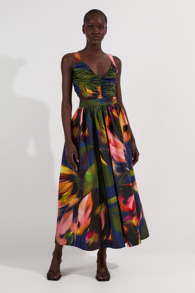 Woven Taffeta Maxi Dress, Main, color, Multi