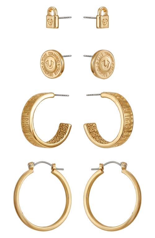 True Religion 4-pack Assorted Stud & Hoop Earrings In Gold