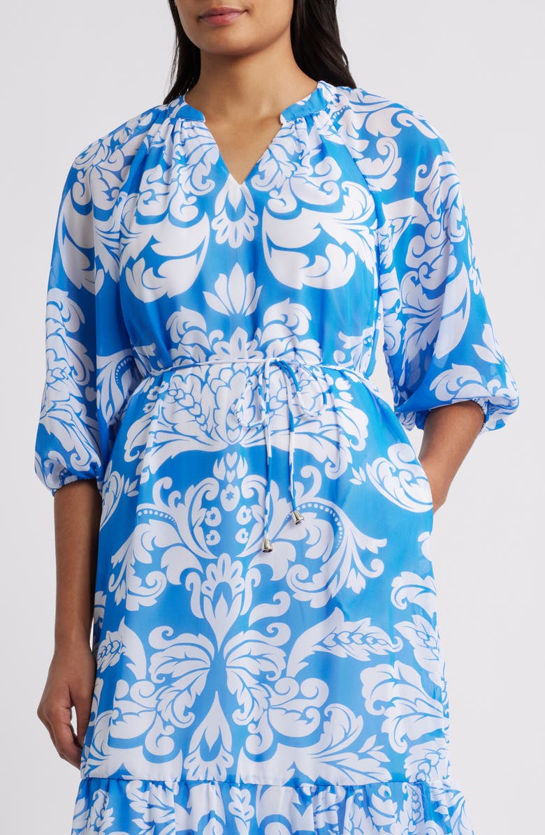 Julia Jordan Paisley Floral Tiered Maxi Dress, Alternate, color, Blue/ Ivory