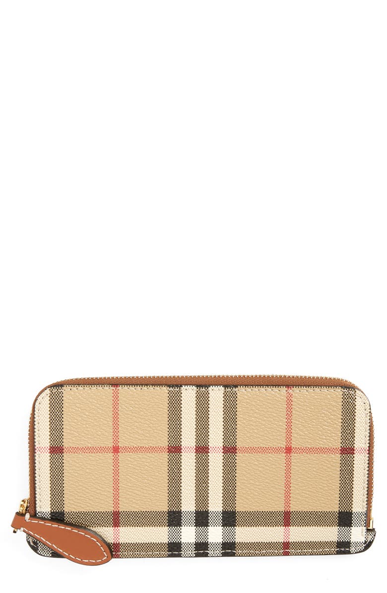 Burberry Somerset Vintage Check Coated Canvas & Leather Continental Wallet, Main, color,