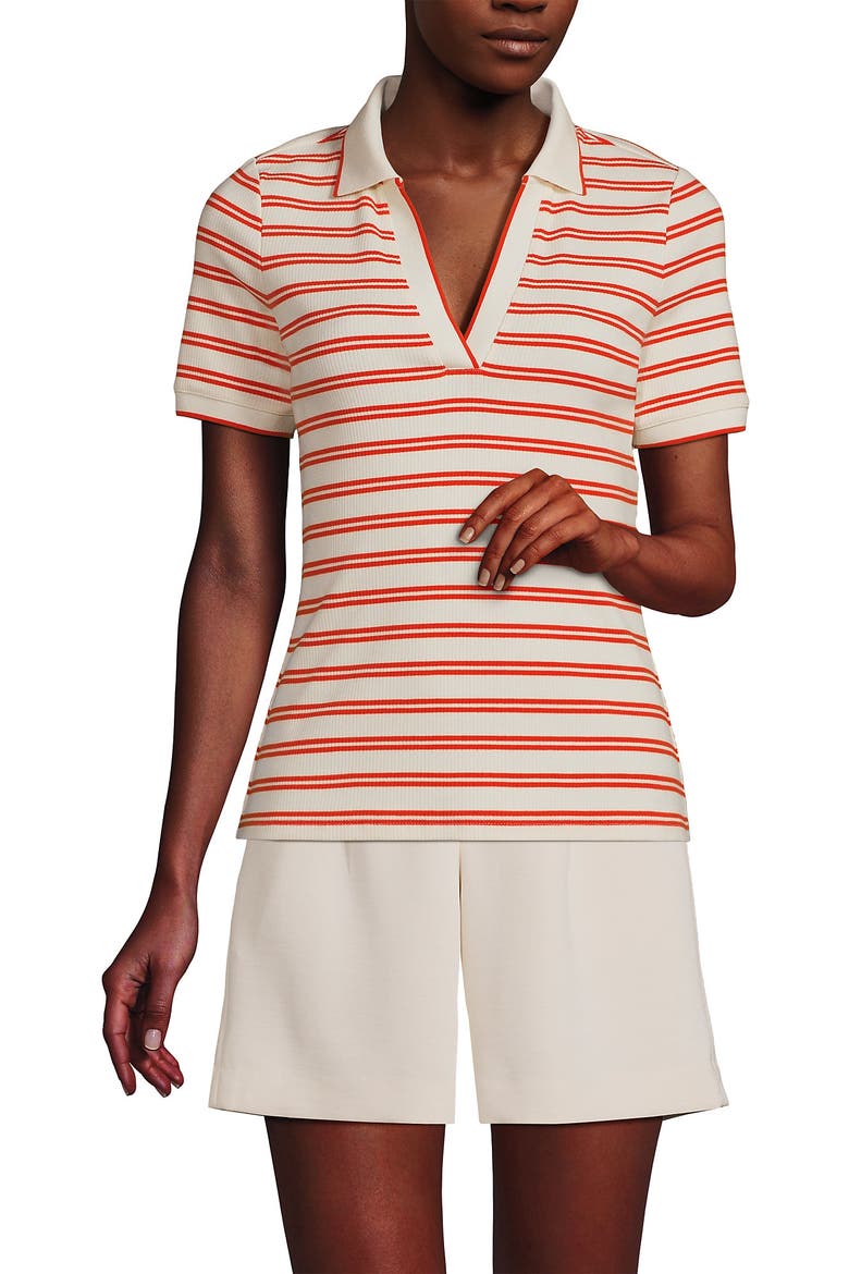 Short Sleeve Wide Rib Polo, Main, color, Rich Persimmon Dual Stripe