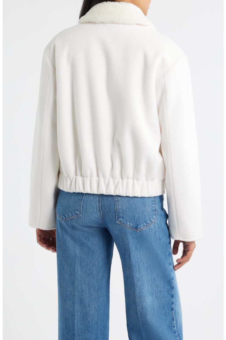 Faux Shearling Lined Crop Jacket, Alternate, color, BRIGTH WHITE
