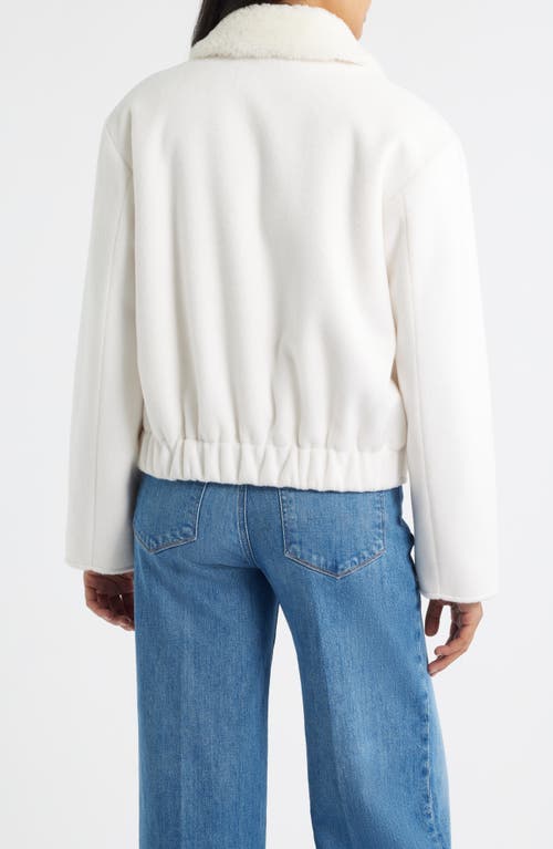 Bernardo Faux Shearling Lined Crop Jacket In White