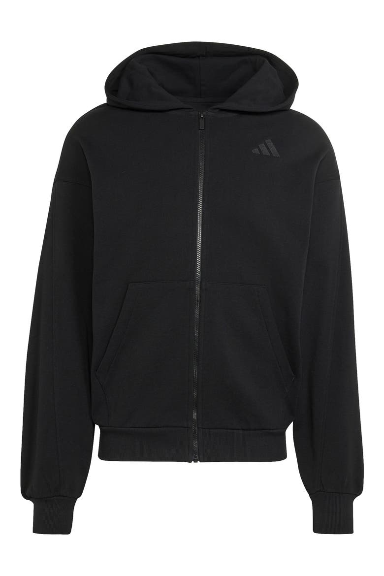 Cotton Full Zip Hoodie, Main, color, BLACK