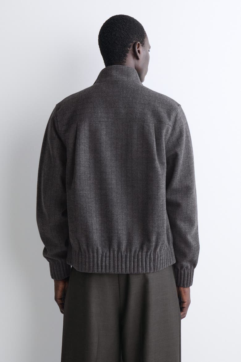 Pinstriped Bonded-jersey Bomber Jacket, Alternate, color, GRAY / PINSTRIPED
