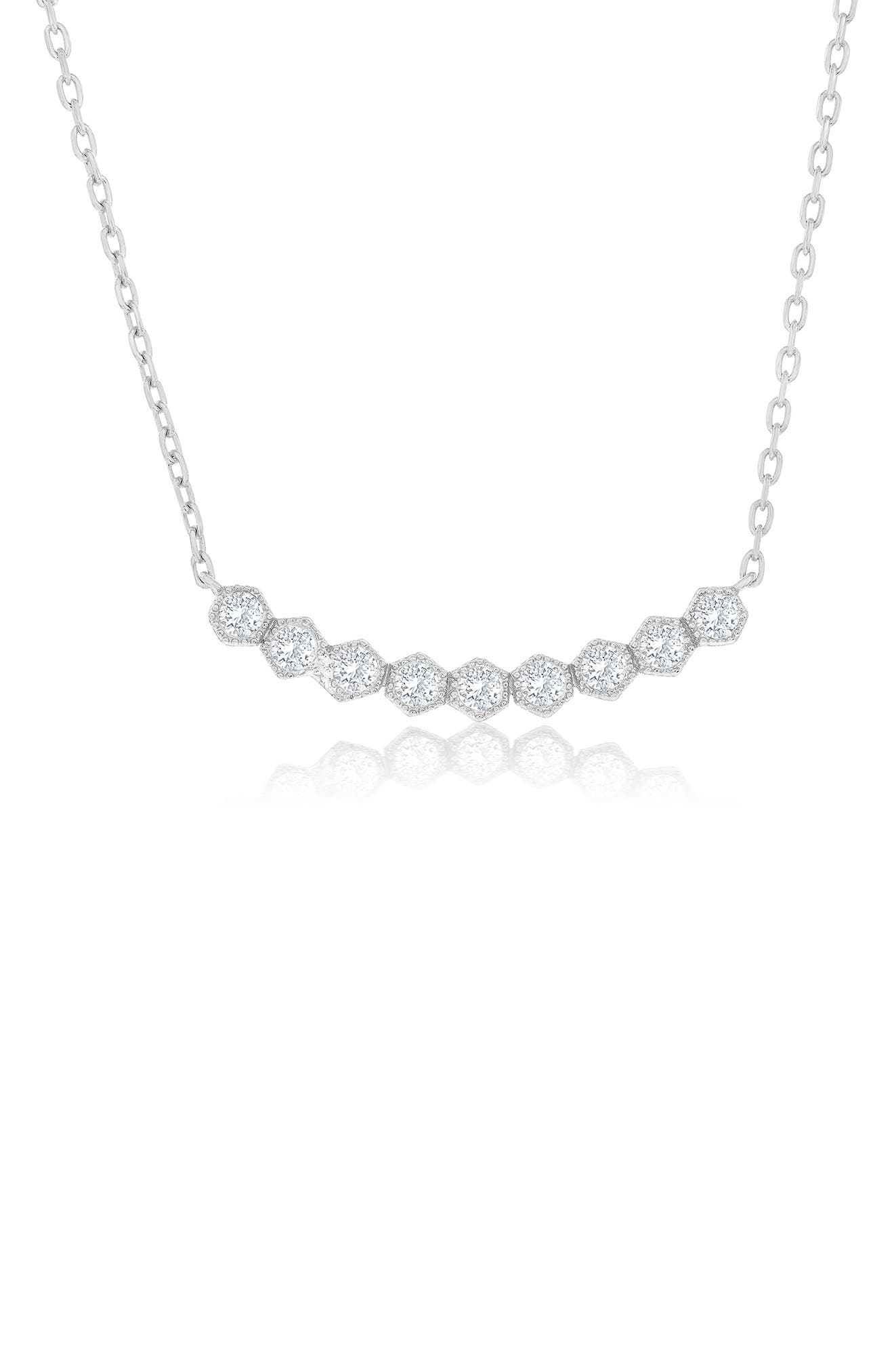 SIMONA Cubic Zirconia Hexagonal Curved Bar Necklace