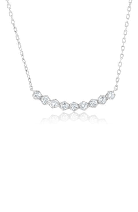 Cubic Zirconia Hexagonal Curved Bar Necklace