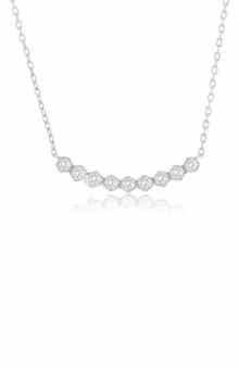 SIMONA Cubic Zirconia Hexagonal Curved Bar Necklace