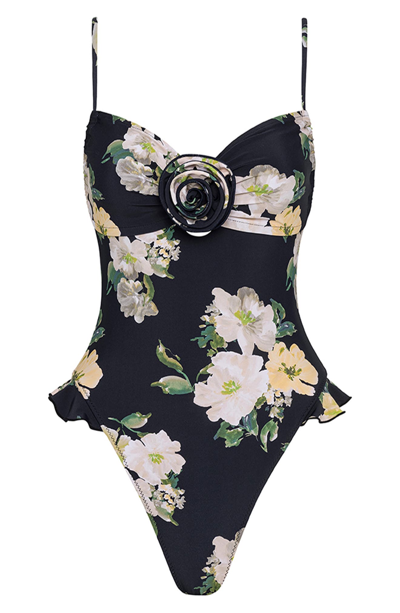 Devin Rosa Ruffle One-Piece Swimsuit (Women) | Nordstrom