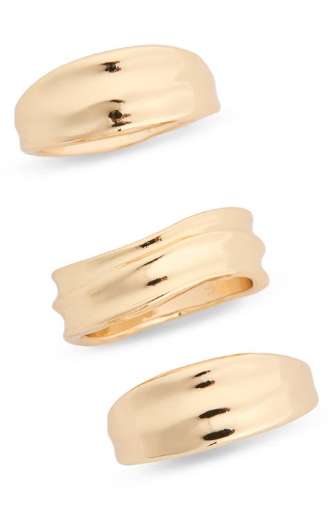Set of 3 Sculptural Metal Rings