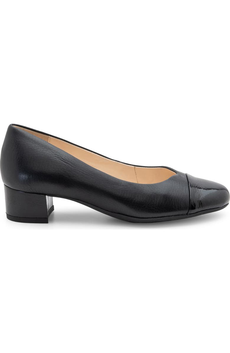 ara Nanette Block Heel Pump, Alternate, color, Black Calf / Black Patent Toe
